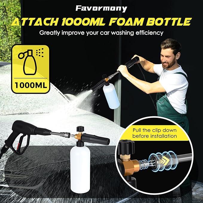 Pressure Washer with 3 Quick Connect Nozzles,Inlet Hose & Filter, Foam Cannon for Cars/Fences/Driveways Cleaning - NeatNest