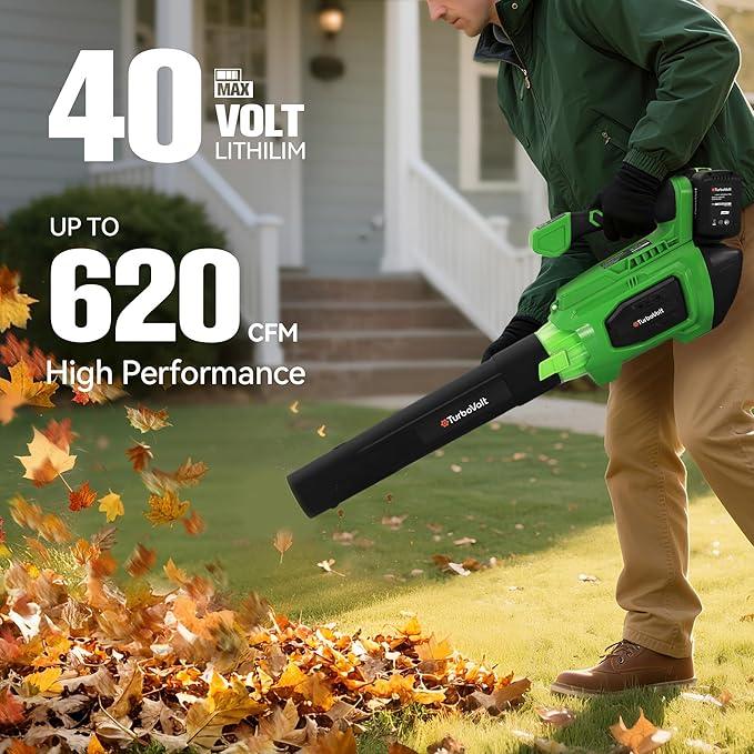40V Leaf Blower Cordless, 620CFM Brushless Electric Leaf Blower Cordless with 2×5.0Ah Batteries and Charger, Battery Powered Leaf Blowers 4-Variable Speed & Turbo Mode Blowers for Lawn Care, Yard - NeatNest