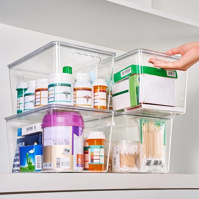 theaoo Clear Storage Bins with Lids Stackable - Large Plastic Containers for Pantry Organization and Storage - Perfect for kitchen,Fridge,Laundry Room,Bathroom,Garage,Closet,Cabinet Organizer -10 Pack - NeatNest