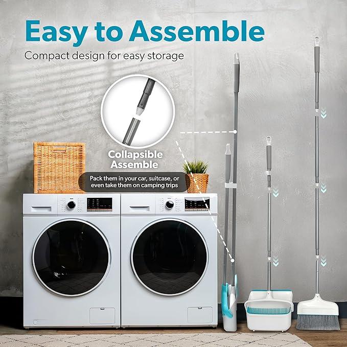 BLACK+DECKER Butler Broom and Dustpan Set for Home, Short Handle, Stand Up and Lightweight Space Saving Dust Pan and Broom Combo for Kitchen, Living Room, Bathroom, Lobby Floor Use - NeatNest