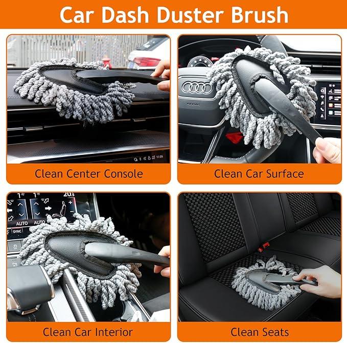 THINKWORK Windshield Cleaner Tool, Car Detailing Kit Interior, Car Cleaning Kit Interior and Exterior Detail Brush, Auto Supplies & Accessories for Men Women - NeatNest