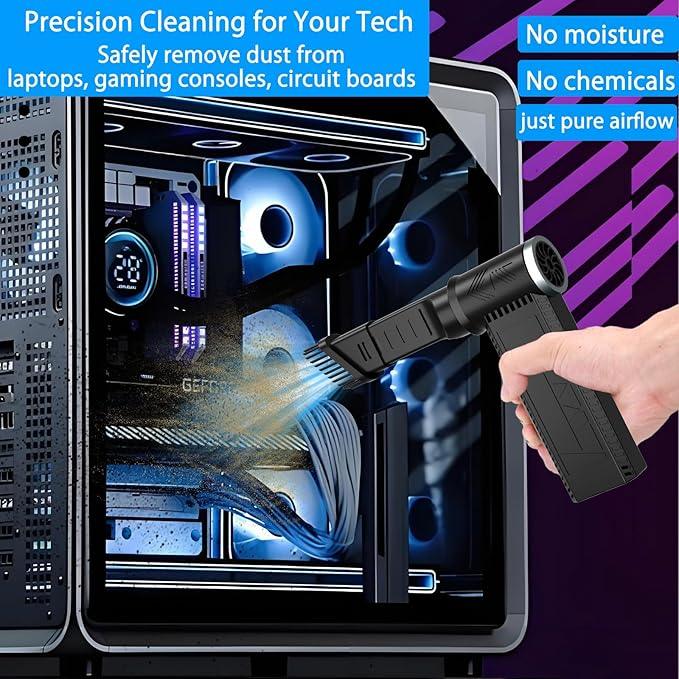 Electric Compressed Air Duster -120000RPM Super Power Cordless Air Duster, Rechargeable Brushless Motor Durable Blower, 4-Gear Adjustable Dust Blower for Computer,PC,Keyboard Charging - NeatNest