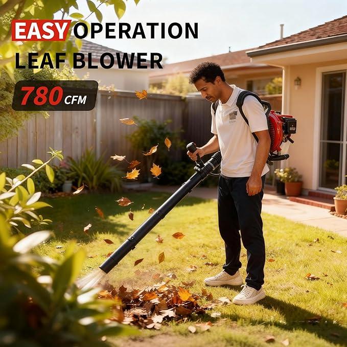 52CC Backpack Blower, 2.2-HP 2-Cycle Gas Leaf Blower with 780 CFM & 270 MPH, Backpack Leaf Blower, Powerful Clearing Performance for Wet Leaf & Debris Clean & Snow Removal - NeatNest