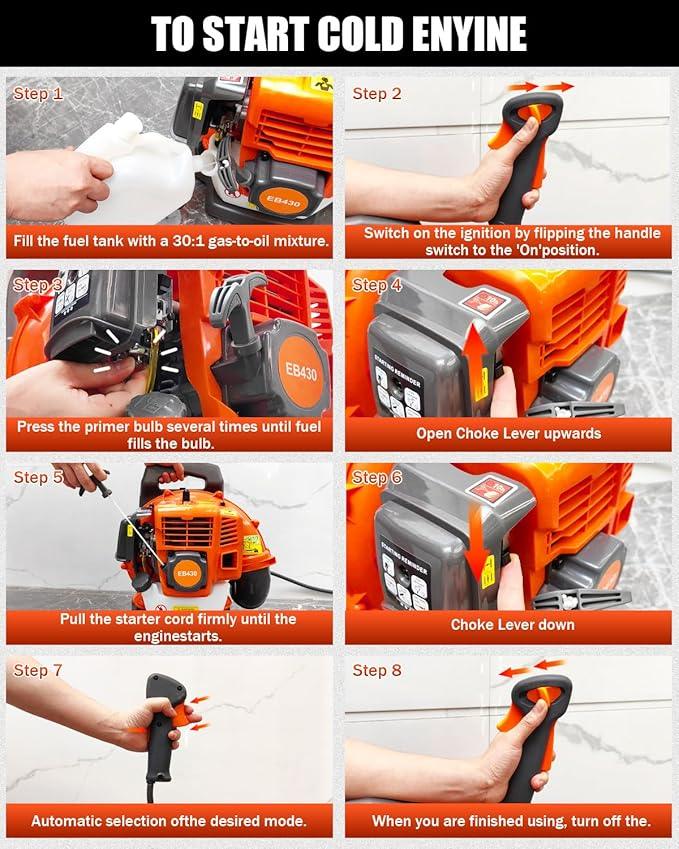 52cc Backpack Leaf Blower – Gas Powered 550 CFM 230 MPH High Airflow for Lawn Care, Low-Vibration Harness, Clears Leaves, Debris & Snow (T692 Pro) - NeatNest