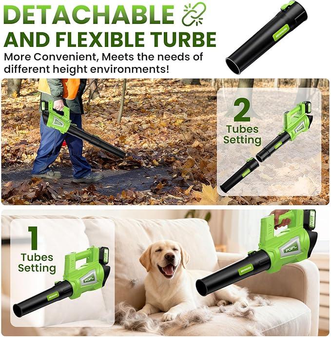Leaf Blower Cordless, 750CFM 240+MPH Brushless Powerful Electric Leaf Blower with 2x4.0Ah Batteries & Fast Charger,Shoulder Strap,6-Speed Modes,Lightweight Leaf Blowers for Lawn Care Leaves Dust Snow - NeatNest