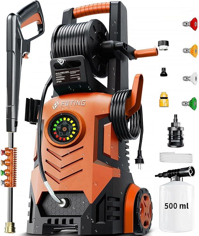 2025Upgraded Pressure Washer 5000PSI with Adjustable Touch Screen 8 Level, 34" Tall, 4 Quick Connect Nozzles,Inlet Hose&Filter&500mlFoam Cannon for Cars/Fences/Driveways/Home Cleaning,Red - NeatNest