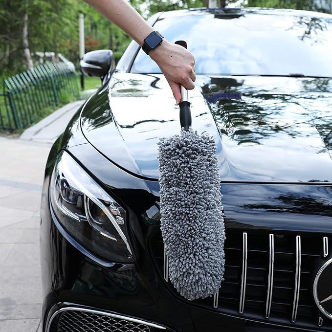 upra Ultimate Car Duster Kit，Best Microfiber Multipurpose Duster,Interior &Exterior Cleaning Tools,Dashboard Detailing Brush,Scratch Lint Free,Pollen Removing,extendable Handle,Tuck,SUV,RV,Set of 4 - NeatNest