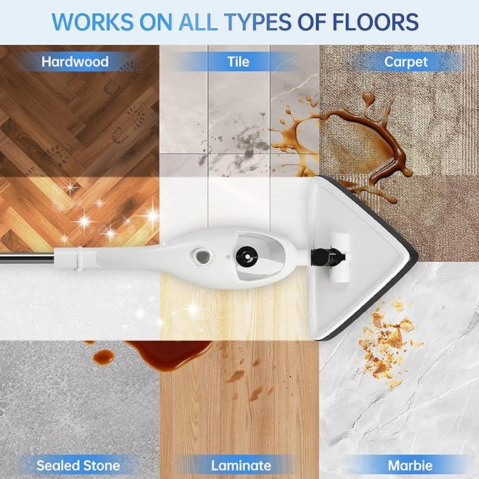 15-in-1 Steam Mops with Detachable Handheld Steamer, Multipurpose Steam Cleaner Mop for Hardwood Floors, High-Pressure 1300W Motor, 30s Fast Heat Up for Tile, Laminate, and Carpet Cleaning - NeatNest