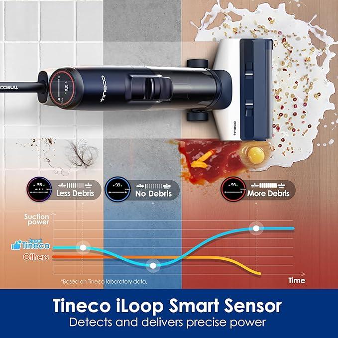 Tineco Floor ONE S5 Smart Cordless Wet Dry Vacuum Cleaner and Mop for Hard Floors, Digital Display, Long Run Time, Great for Sticky Messes and Pet Hair, Space-Saving Design, Blue - NeatNest