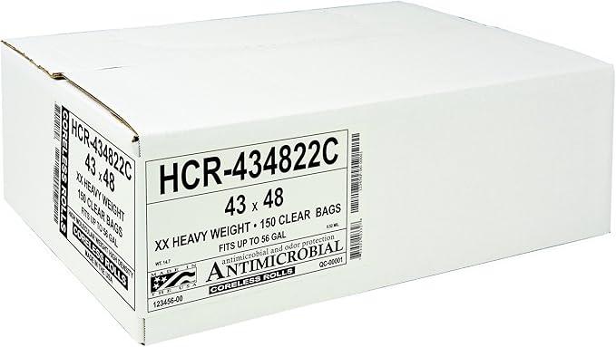 Aluf Plastics High Density Trash Bags, 56 Gallon, 150 Count, 22 Micron (eq), 43" x 48", Clear, for Bathroom, Office, Industrial, Commercial, Janitorial, Municipal, Recycling - NeatNest