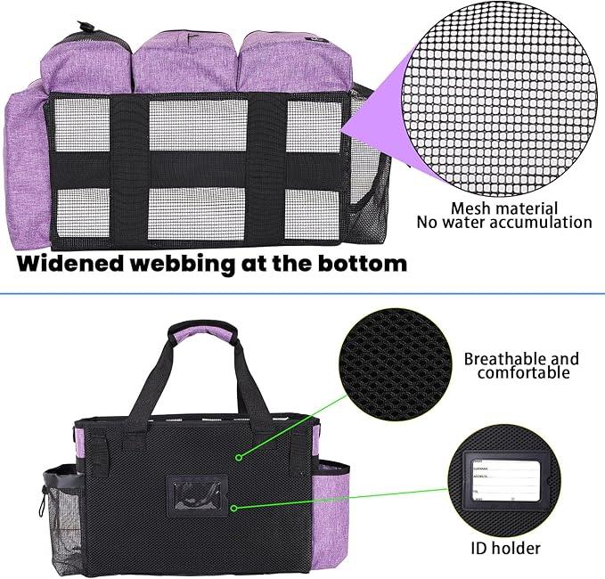 Large Cleaning Caddy Bag Built-in Sturdy Support Board, Cleaning Organizer with Detachable Divider, Cleaning Supply Tote with Adjustable Shoulder Strap&Waist Belt for Cleaners & Housekeeper - NeatNest