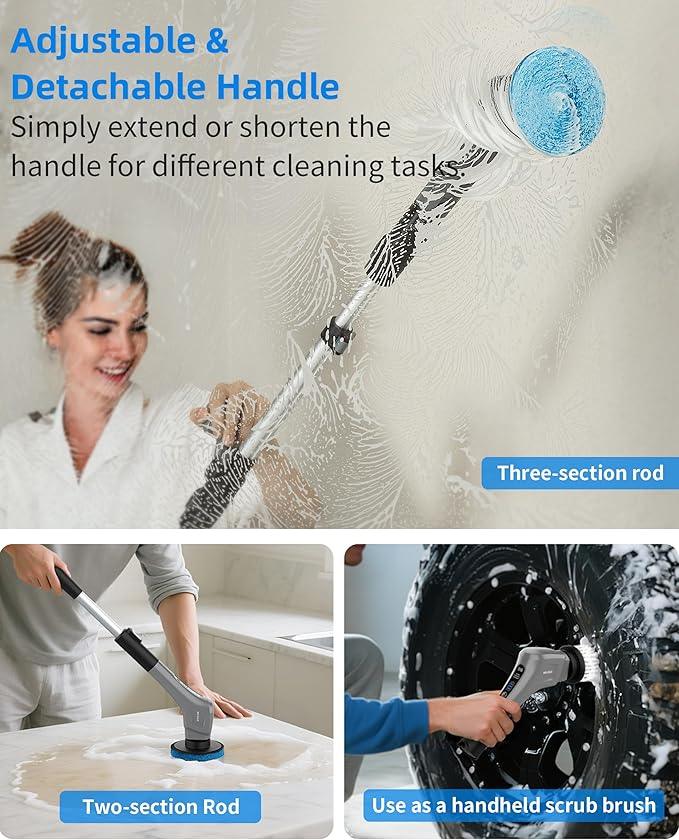 MR.SIGA Electric Spin Scrubber, Cordless Cleaning Brush, Shower Scrubber with 7 Replaceable Brush Head, Waterproof Bathroom Power Scrubber for Kitchen and Bathroom Cleaning - NeatNest