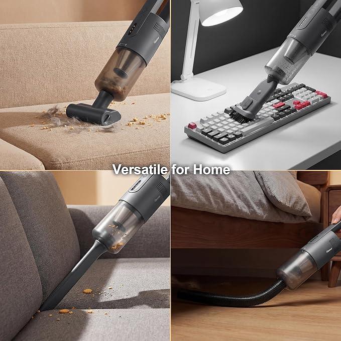 Handheld Vacuum Cordless, 5-in-1 Car Vacuum Portable Cordless 30 Mins Rapid Rechargeable Hand Vacuum Brushless Motor 19000Pa Strong Suction, Dust Busters for Car Home with 4 Nozzles, Gray - NeatNest