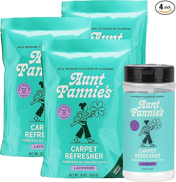 Aunt Fannie's Carpet Bundle, Includes One 16 oz Carpet Refresher Shaker and Three Refills, Lavender Scent, Pack of 4 - NeatNest