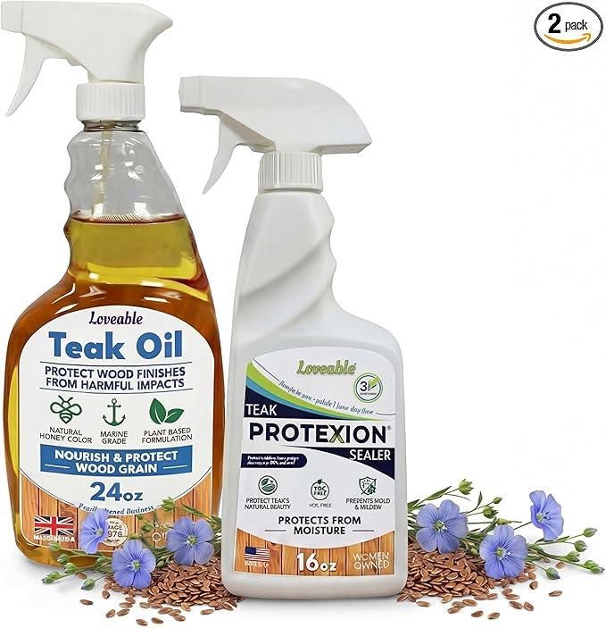 EcoDecors Loveable 24 oz Spray Bottle Teak Oil and Loveable Protection 16 oz Teak Sealer For Outdoor Furniture - NeatNest