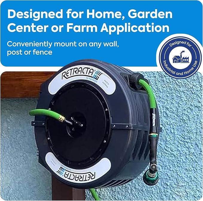 Macnaught Retractable Garden Hose Reel, 60 Ft Water Hose Reel Heavy Duty Retractable Hose with Metal 180° Swivel Rotation Bracket for Wall Mount - Gray - NeatNest