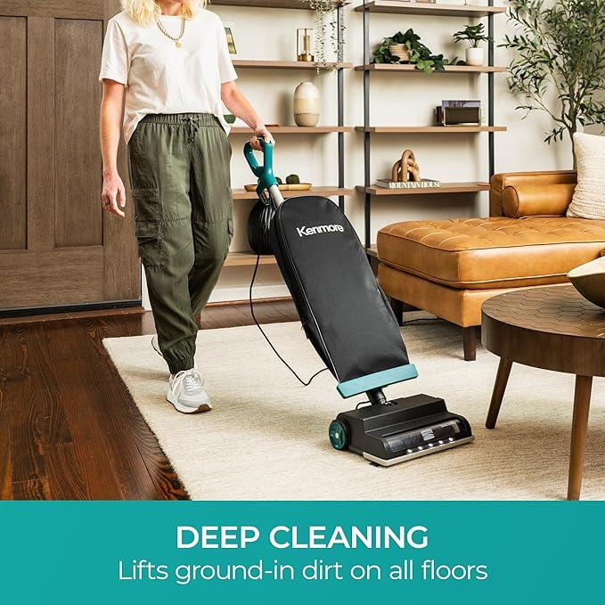 Kenmore BU1001 B200 Series Commercial Grade Vacuum Cleaner Lightweight 14L Capacity Bagged Upright Vac with LED Headlight and 2-Speed Setting Powerful Suction for Pets, Carpets & Hard Floor - NeatNest
