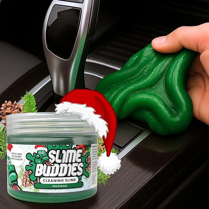 Slime Buddies Car Cleaning Gel Putty - Pine Scented Interior Detailing Tool for Cup Holders, Air Vents & Keyboard - Reusable Auto Detailing Accessories - Dust Remover Goop - NeatNest