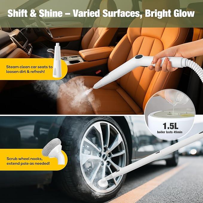 Newbealer Heavy-Duty Steam Cleaner for Home, Stainless Steel Boiler, Steam Mop with 20-Piece Accessories, Max 5 Bar, Multi-Purpose Steamer for Floors, Cars, Furniture, Tiles, and More - NeatNest