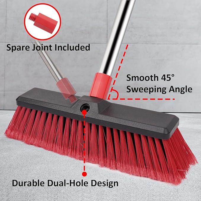 Honclea 14” Push Broom with 70” Adjustable Handle - Heavy Duty Outdoor Broom for Shop, Garage, Patio, Driveway, Yard & Deck Cleaning - NeatNest
