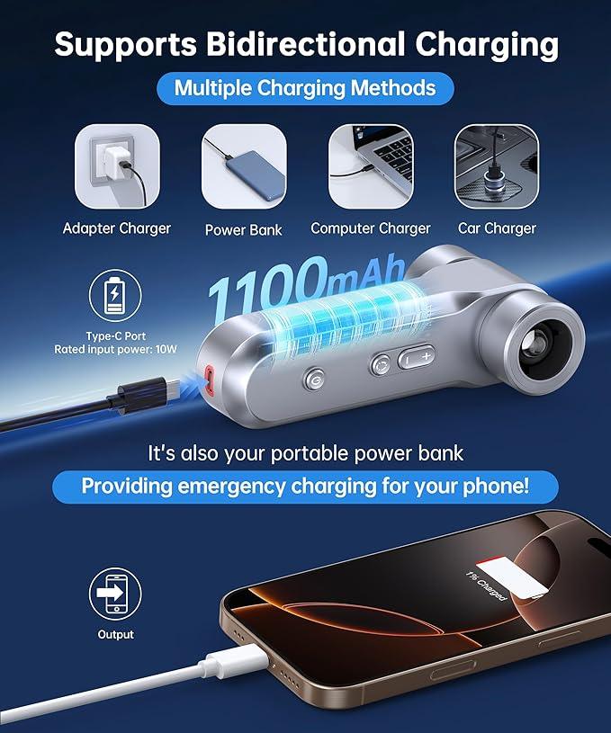 Compressed Air Duster-150000RPM Metal Electric Air Blower with LED Light and Stepless Speed Regulation, USB Rechargeable Mini Portable Cordless Motor Air Blower for Computer,Keyboard, House and Car - NeatNest
