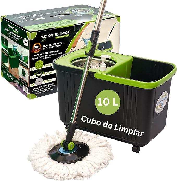 Spinning Mop and Bucket with Wringer Set for Home - 360 Spin Mop with Adjustable Handle & Bucket with Wheels - 1 Microfiber Mop Head - Mop and Bucket Set for Floor Cleaning at Home, Office, Hotel - NeatNest