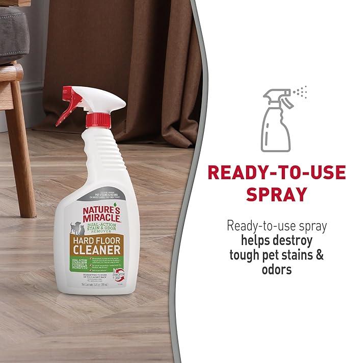 Nature's Miracle Hard Floor Cleaner, 24 Ounces, Dual-Action Stain and Odor Remover Works to Remove Tough Pet Stains and Odors On Sealed Wood and Hard Floor Surfaces - NeatNest