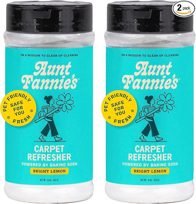 Aunt Fannie's Carpet Refresher & Deodorizer Powder, Multi-Purpose Rug, Carpet, and Upholstery Odor Eliminator for Homes with Cats and Dogs, Bright Lemon Scent, 16 Oz (Pack of 2) - NeatNest