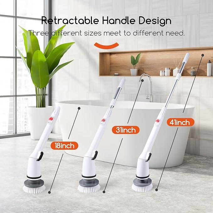 Cordless Electric Spin Scrubber,380RPM High Speed Rotation,Fast Charging-Long Lasting,Power Scrubber with 3 Replaceable Scrubbing Brush Heads for Cleaning Bathroom Bathtubs, Tile Gaps, Mirrors - NeatNest