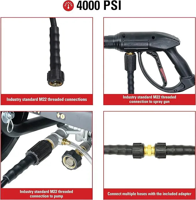 Simpson Cleaning 41182 Santoprene Series 4000 PSI Pressure Washer Hose, Cold Water Use, 1/4 Inch Inner Diameter, 25 Feet, Black - NeatNest