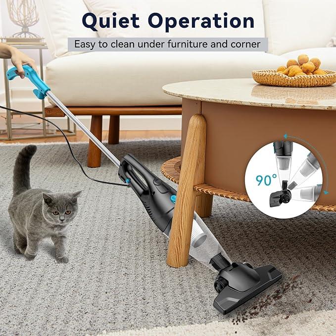 Corded Vacuum Cleaner, 4-in-1 Vacuum Cleaners for Home 15Kpa Power Suction Lightweight Corded Stick Vacuum with HEPA Filter Converts to Small Handheld Vacuum for Home, Pet Hair, Carpet, Hard Floors - NeatNest