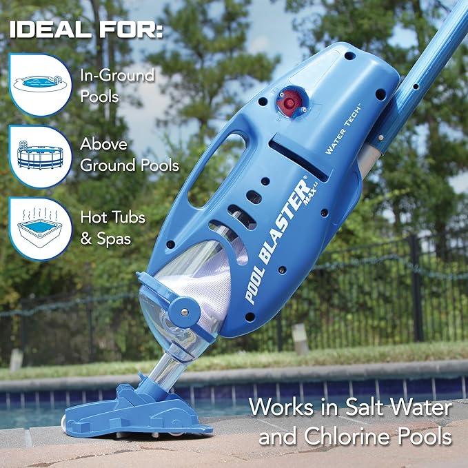 POOL BLASTER Max Cordless Pool Vacuum for Deep Cleaning & Strong Suction, Handheld Rechargeable Swimming Pool Cleaner for Inground and Above Ground Pools, Hoseless Pool Vac by Water Tech - NeatNest