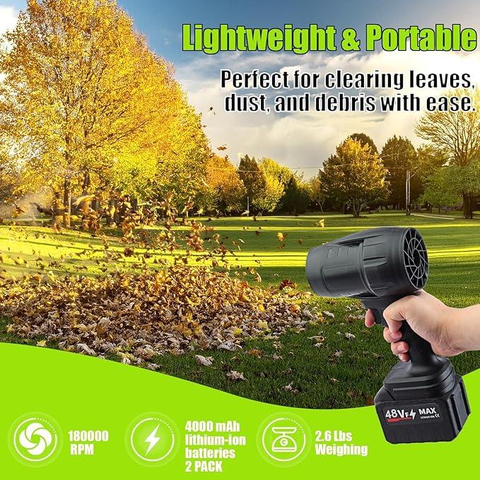 Electric Cordless Leaf Blower, Portable Dust Hand Held Blowers, 2 Pack 4000mAh Battery Powered and Charger, Lightweight Handheld Blower for Lawn Care, Patio Cleaning & Blowing Drying - NeatNest