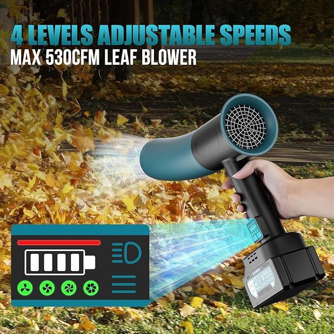 Turbo Dryer Blower for Car, Leaf Blower Cordless with Extended Tube and Led, 64mm Brushless Motor 550CFM Car Dryer Air Blower, 21V 4.0Ah Battery Pack and Charger, for Car Drying, Yard and Snow Cleanup - NeatNest