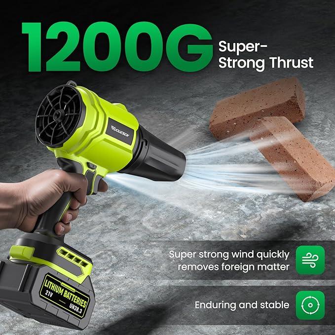 Cordless Leaf Blower, 980,000 RPM Handheld Leaf Blower with 2 X 4.0Ah Batteries & Charger, Lightweight Leaf Blowers for Patio Cleaning, Lawn Care, Leaves, Dust - Light Green - NeatNest