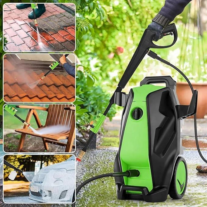 Pressure Cleaner, Heavy Duty Power Cleaner with Foam Cannon, 4 Nozzle Tips,33FT Hose and Soap Bottle for Home/Cars/Driveways/Patios/Decks/Fences(Green) - NeatNest