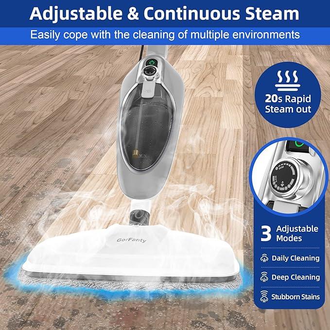 Steam Mop - 10-in-1 MultiPurpose Handheld Steam Cleaner Detachable Floor Steamer for Hardwood/Tile/Laminate Floors Carpet with 11 Accessories for Whole Home Use. - NeatNest