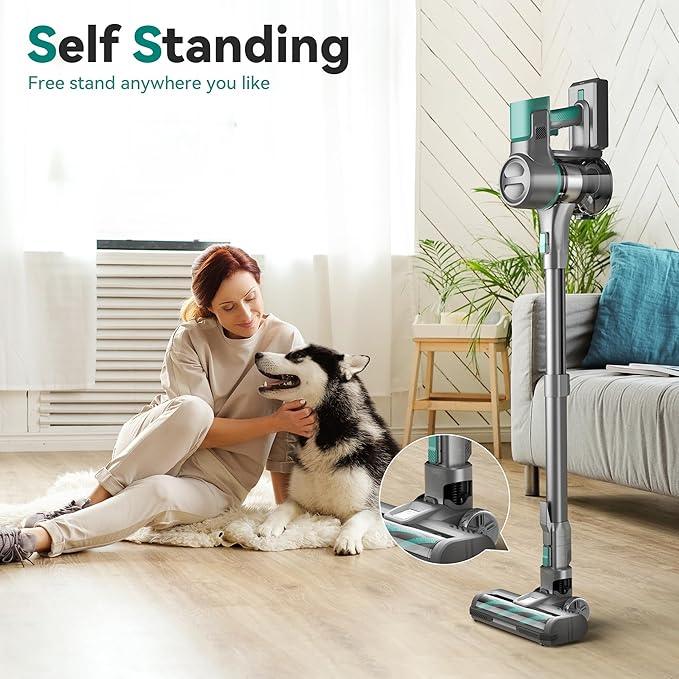 DEVOAC Cordless Vacuum Cleaner for Home, 45Kpa Lightweight Stick Vacuum with Powerful Suction, Rechargeable Battery Up to 50mins, Handheld Vacuum Cleaners for Hardwood Floor, Carpet, Pet Hair(Green) - NeatNest