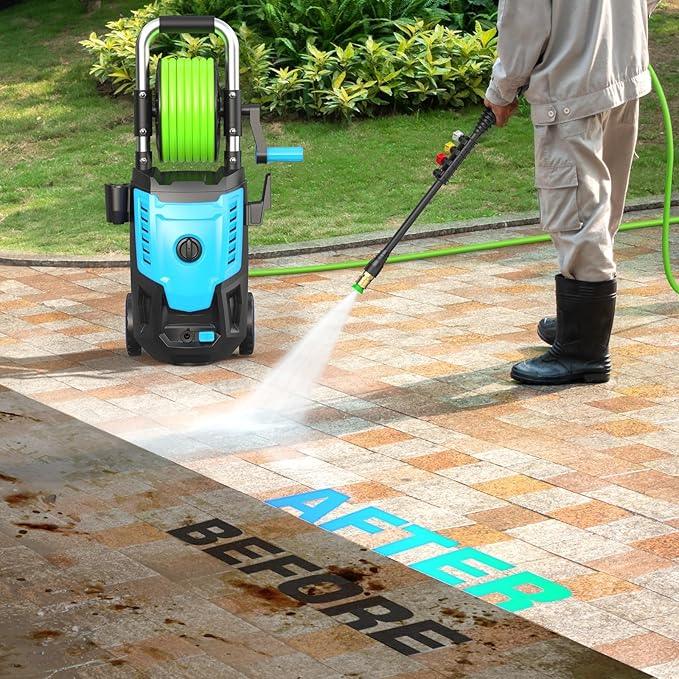 Professional Electric Pressure Washer 4800PSI, 4.0GPM Portable Power Washer with 4 QC Nozzles and Soap Bottle, Washer Machine for Cars/Home/Driveways/Patios/Decks/Fences (Blue) - NeatNest
