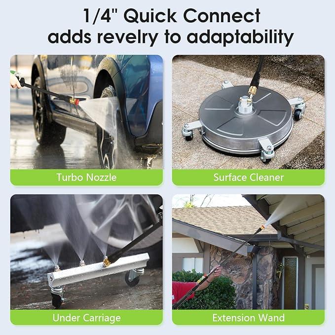 5000PSI Pressure Cleaner,Power Cleaner with Foam Cannon,4 Nozzles,33FT Hose and 500ml Soap Bottle for Home/Cars/Driveways/Patios/Fences,Green - NeatNest