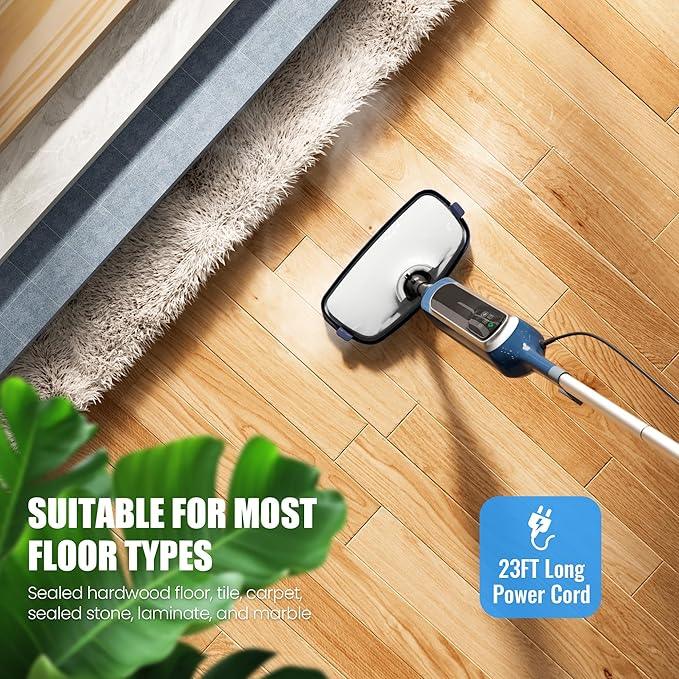 12 in 1 Steam Mop, Detachable Handheld Steam Cleaner for Home, 23FT Cord, for Hardwood Floor Cleaning, Tile, Carpet, Furniture, Clothes, Windows, Blue - NeatNest