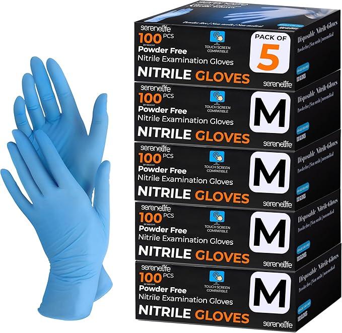 Serenelife Soft Industrial Gloves, Nitrile and Vinyl Gloves, Powder-Free, Textured Grip, Ideal for Cleaning, Food Service, Automotive, Household Work - NeatNest
