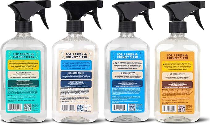 Aunt Fannie's Cleaning Spray Variety Pack, Lemon All Purpose Vinegar, Glass & Window, Bathroom, and Wood Surface Cleaner, 16.9 oz each, Pack of 4 - NeatNest