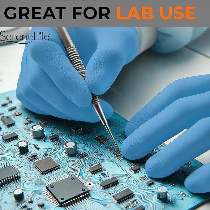 Serenelife Soft Industrial Gloves, Nitrile and Vinyl Gloves, Powder-Free, Textured Grip, Ideal for Cleaning, Food Service, Automotive, Household Work - NeatNest