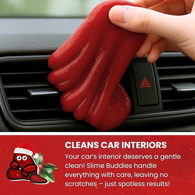 Slime Buddies Car Cleaning Gel Putty - Christmas Spice Scented Interior Detailing Tool for Cup Holders, Air Vents & Keyboard - Reusable Auto Detailing Accessories - Dust Remover Goop - NeatNest