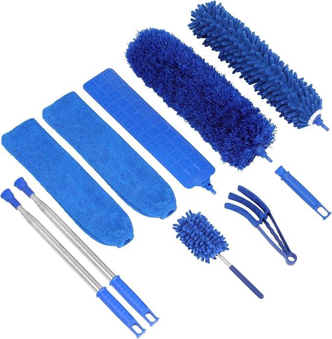10 PCS Microfiber Cobweb Duster with Extension Pole (100 Inch Telescoping), Washable Dusters for Cleaning, Multifunctional Bendable Feather Duster for Ceiling Fan, Blind, High Ceiling - NeatNest