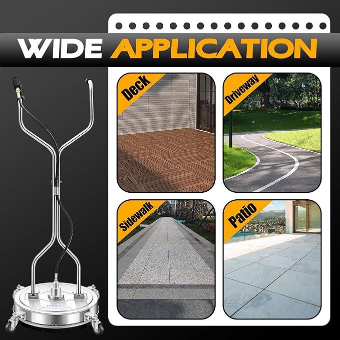 20" Pressure Washer Surface Cleaner with 4 Wheels and Dual Handle, Power Washer Attachment for Cleaning Concrete, Patio, Sidewalk, Deck and Driveways - PWS 20 - NeatNest