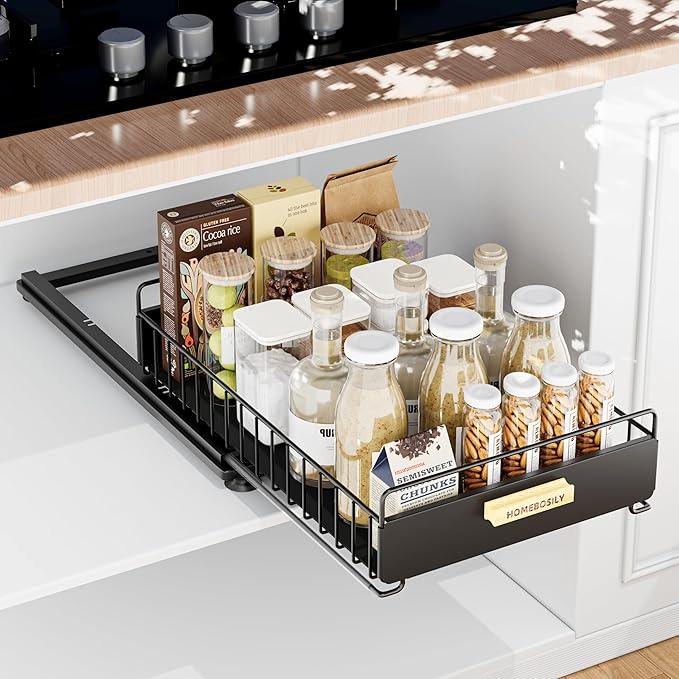 Under Sink Organizer, Kitchen Under Sink Organizers and Storage, Mute Pull Out Cabinet Organizer Shelf, Metal Sliding Drawer for Kitchen Bathroom Pantry Cabinet Closet Organization Rack, Black - NeatNest