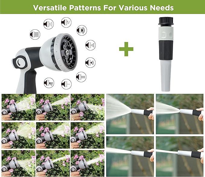 Tuyeho Retractable Garden Hose Reel 100FT, Wall Mount Heavy Duty Water Hose Reels with Automatic Slow Rewind System, Outdoor Hoses Reel with 2 Hose Nozzles for Garden Watering, Car Wash, Pet Shower - NeatNest