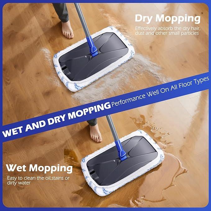Masthome Microfiber Mop,Large Surface Flat Mop with 5 Reusable Pads,Hardwood Floor Mops for Dry and Wet Use,Microfiber Mops for Floor Cleaning-1 Cleaning Scraper Included - NeatNest